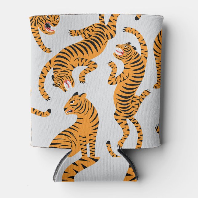 Seamless tiger pattern, wildlife theme. can cooler (Front)