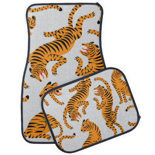 Seamless tiger pattern, wildlife theme. car floor mat