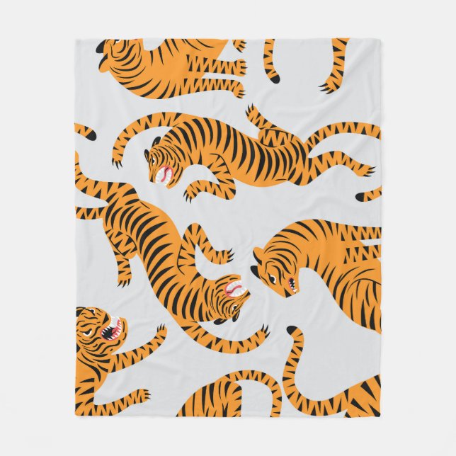 Seamless tiger pattern, wildlife theme. fleece blanket (Front)