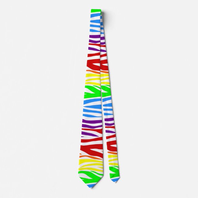 Seamless Tiger Rainbow animal print Neck Tie (Front)