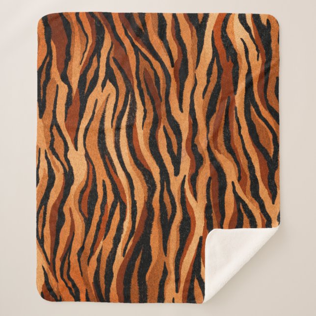 seamless tiger skin pattern. hand drawn sherpa blanket (Front)