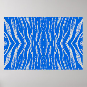 Seamless Tiger Skin. Watercolor Jungle Repeat. Blu Poster