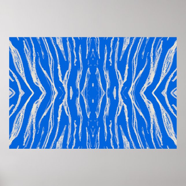 Seamless Tiger Skin. Watercolor Jungle Repeat. Blu Poster (Front)