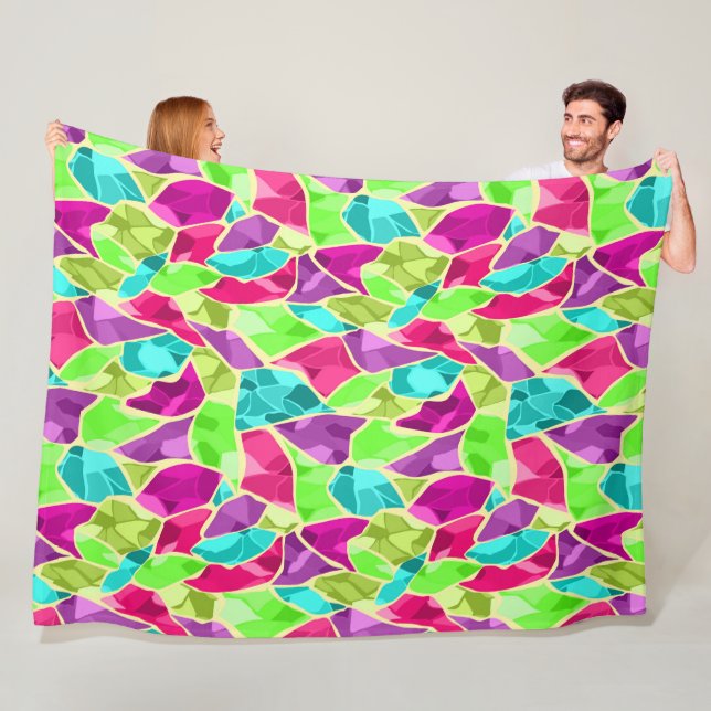 Seamless tile mosaic kaleidoscope abstract modern fleece blanket (In Situ)