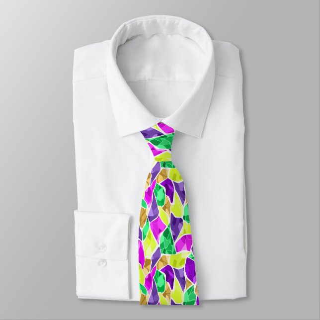 Seamless tile mosaic kaleidoscope abstract modern  neck tie (Tied)