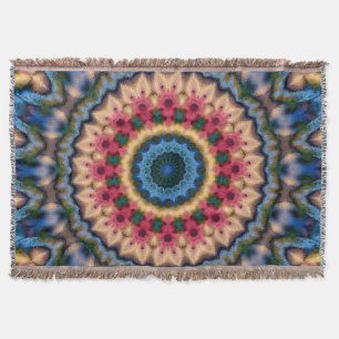 Seamless tile mosaic kaleidoscope abstract modern throw blanket