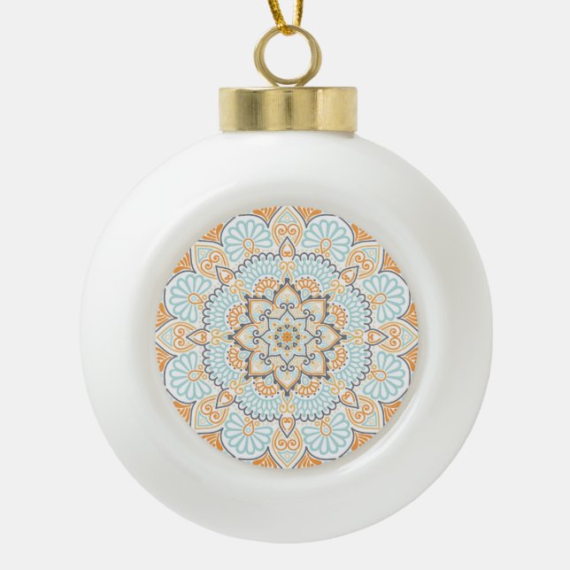 Seamless tile pattern: decorative, versatile desig ceramic ball christmas ornament (Front)