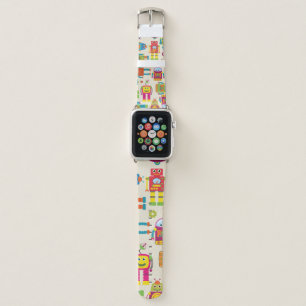 Seamless Tileable Background Pattern with Cute Rob Apple Watch Band