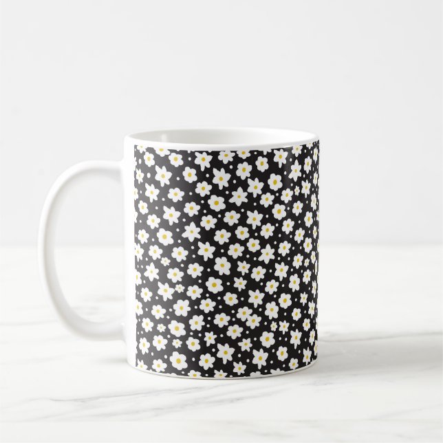 Seamless tiny daisy vintage pattern background coffee mug (Left)