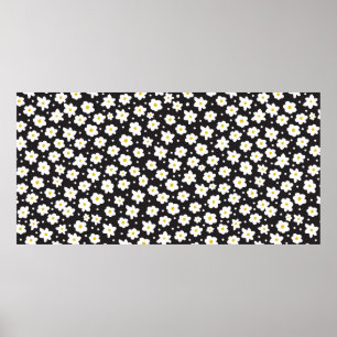 Seamless tiny daisy vintage pattern background poster