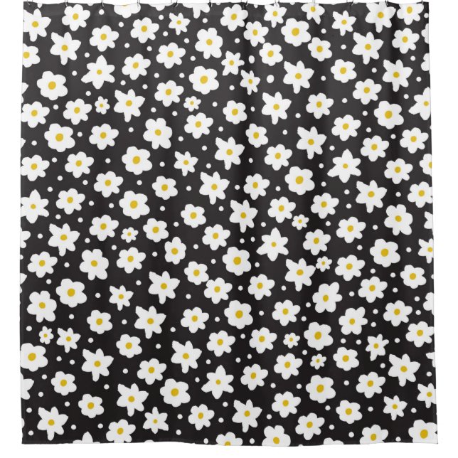 Seamless tiny daisy vintage pattern background shower curtain (Front)
