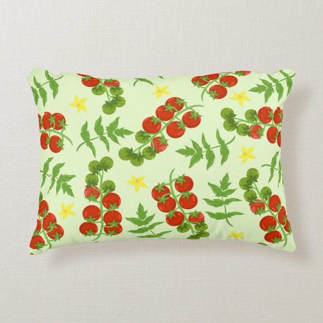 Seamless tomato pattern. Vegetable print. Vintage  Accent Pillow (Front)