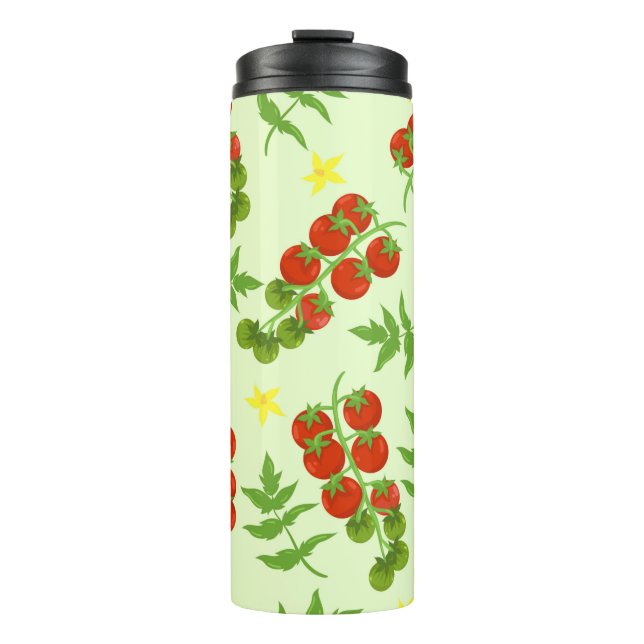 Seamless tomato pattern. Vegetable print. Vintage  Thermal Tumbler (Front)