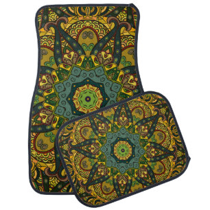 Seamless tracery tile mehndi design. Ethnic orname Car Floor Mat