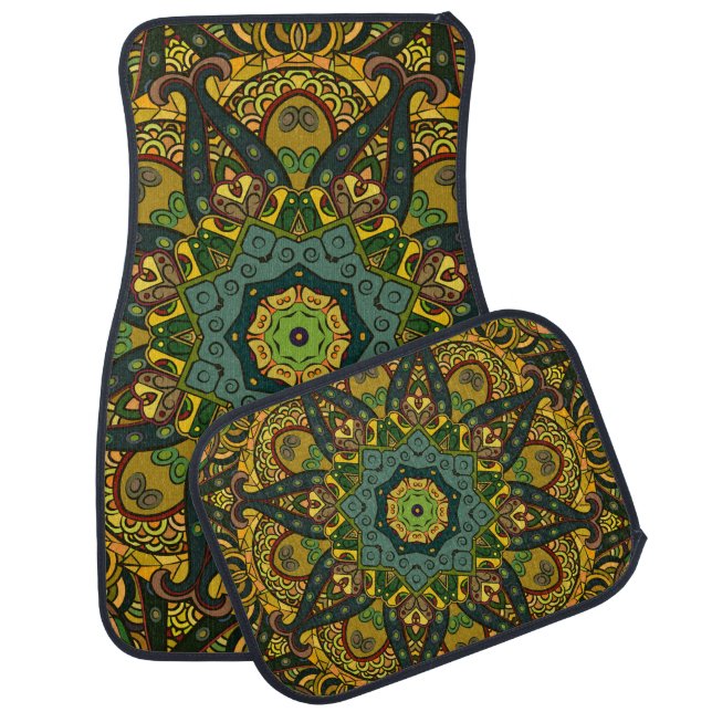 Seamless tracery tile mehndi design. Ethnic orname Car Floor Mat (Set)
