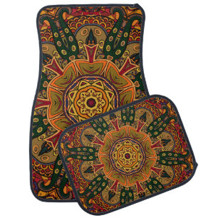Seamless tracery tile mehndi design. Ethnic orname Car Floor Mat