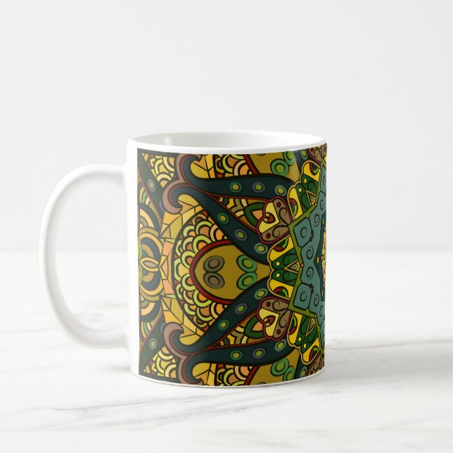 Seamless tracery tile mehndi design. Ethnic orname Coffee Mug (Left)