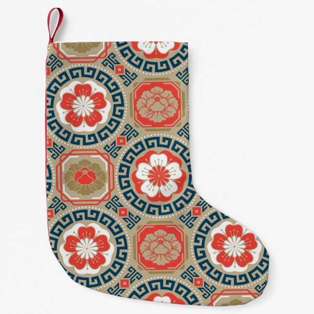 Seamless traditional asian ornamental motive, japa small christmas stocking (Front)