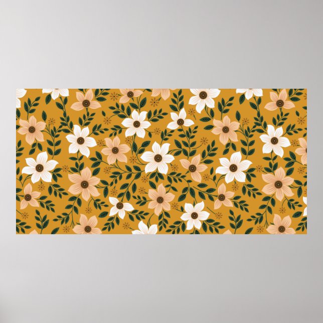 seamless traditional flower pattern on muster poster (Front)