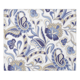 Seamless traditional Indian blue paisley patternpa Duvet Cover