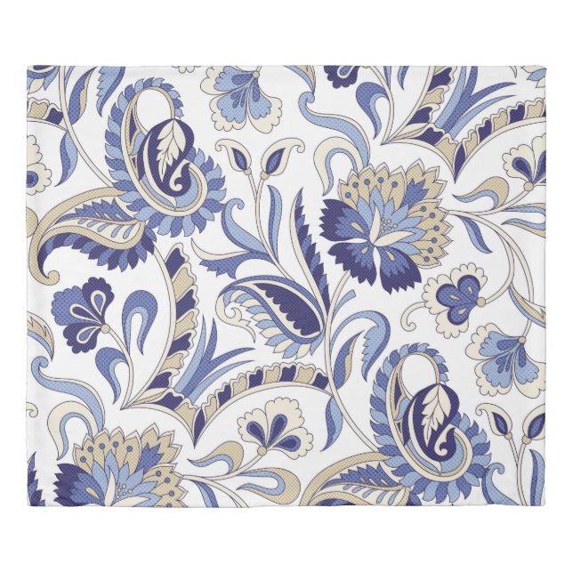 Seamless traditional Indian blue paisley patternpa Duvet Cover (Front)