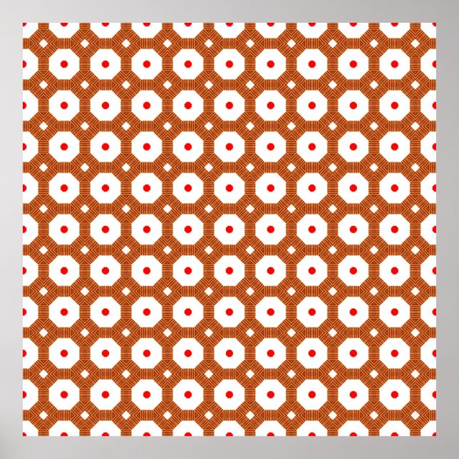 Seamless Traditional Moroccan brown, white and red Poster (Front)