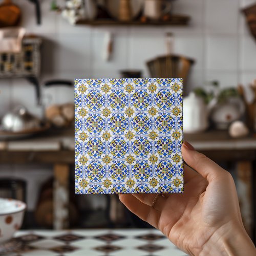 Seamless Traditional Portuguese Azulejo Pattern Ceramic Tile