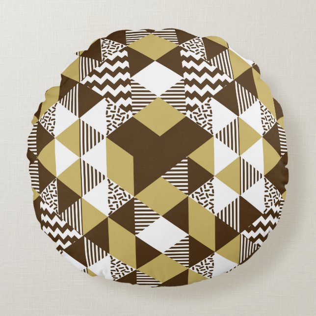 Seamless triangle: geometric gold fashion. round pillow (Front)
