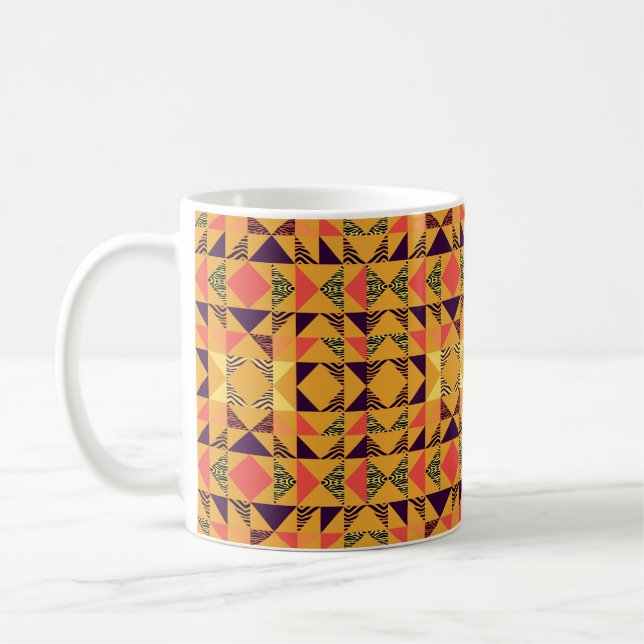 Seamless triangle pattern abstract background with coffee mug (Left)