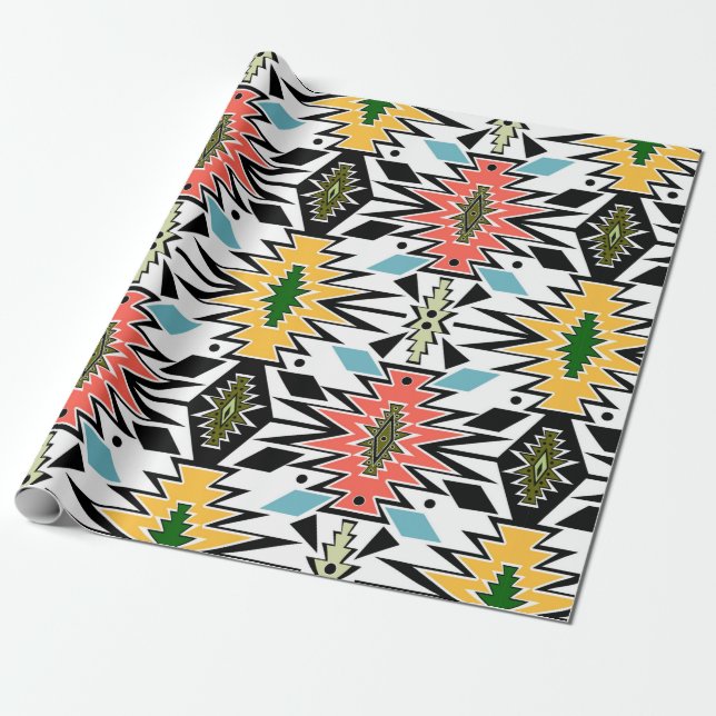 Seamless tribal african ornamental pattern backgro wrapping paper (Unrolled)