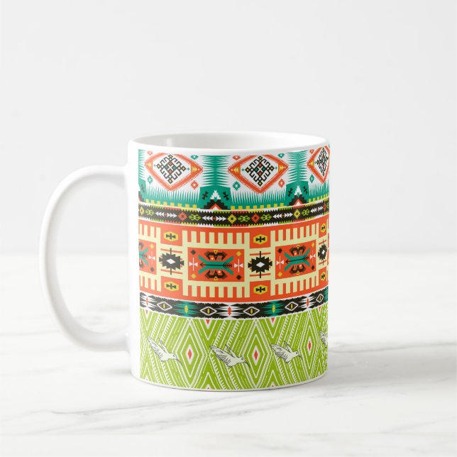 Seamless tribal pattern with geometric elements an coffee mug (Left)