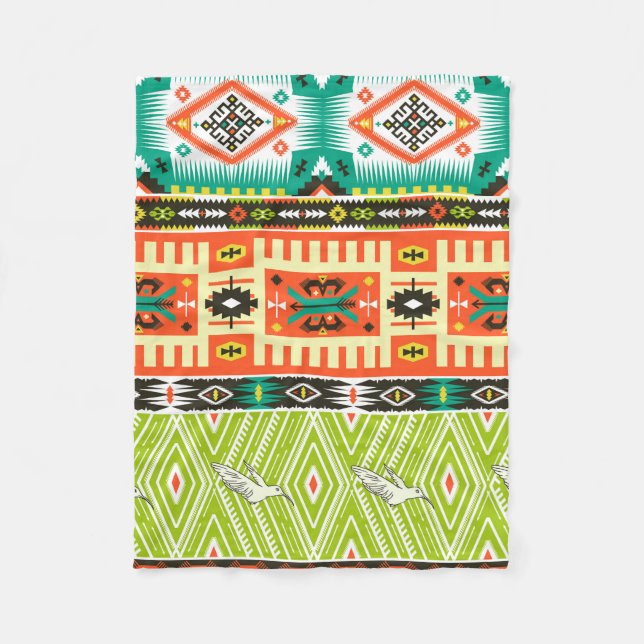 Seamless tribal pattern with geometric elements an fleece blanket (Front)