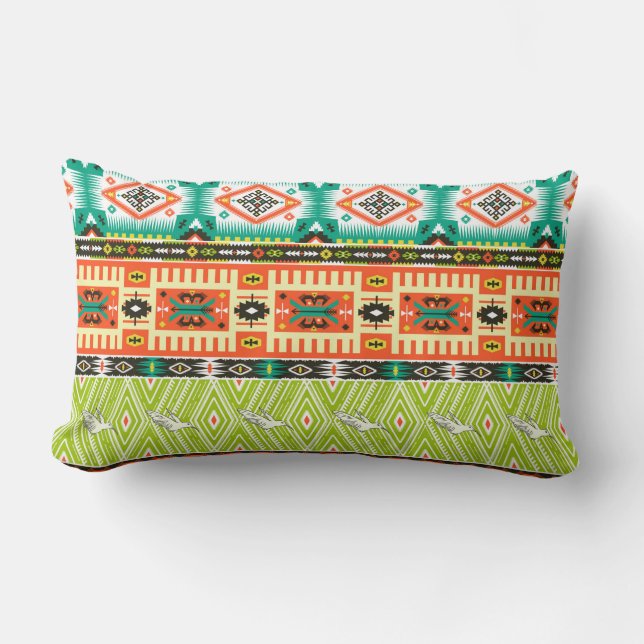 Seamless tribal pattern with geometric elements an lumbar pillow (Front)