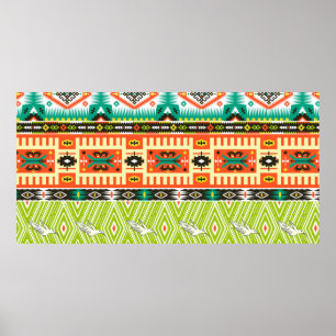 Seamless tribal pattern with geometric elements an poster