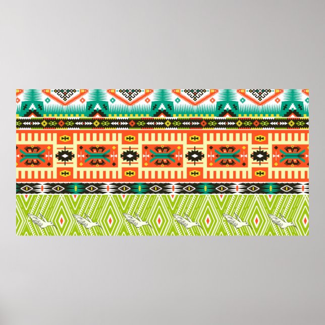 Seamless tribal pattern with geometric elements an poster (Front)
