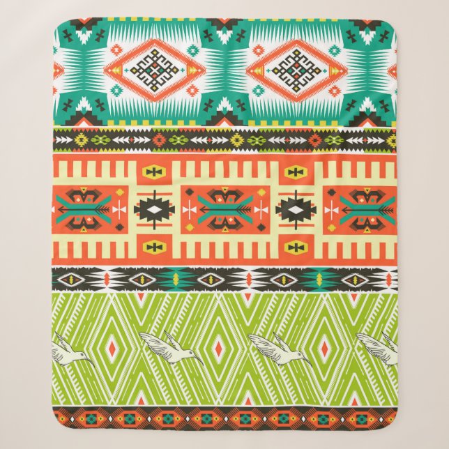 Seamless tribal pattern with geometric elements an sherpa blanket (Front)