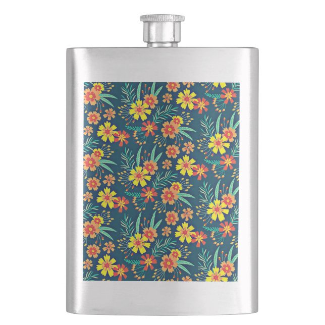 Seamless Tropical Floral Pattern-46566 Flask (Front)