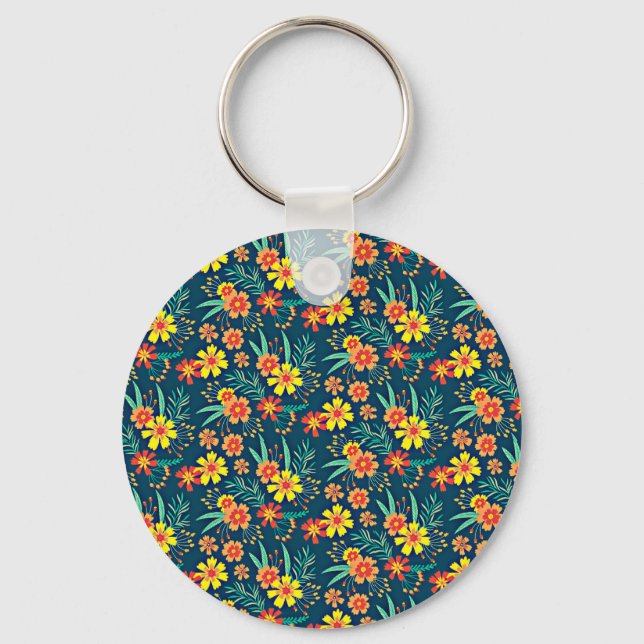 Seamless Tropical Floral Pattern-46566 Keychain (Front)