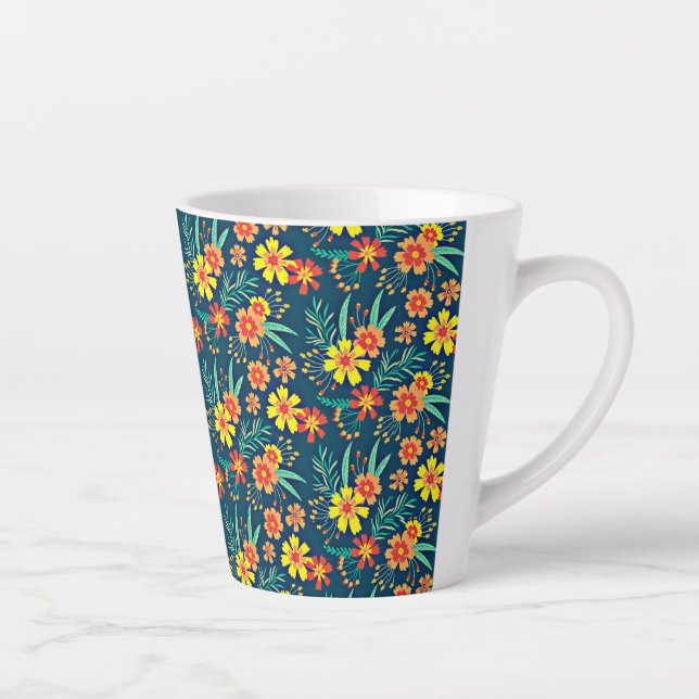 Seamless Tropical Floral Pattern-46566 Latte Mug (Right)