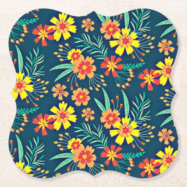 Seamless Tropical Floral Pattern-46566 Paper Coaster (Front)