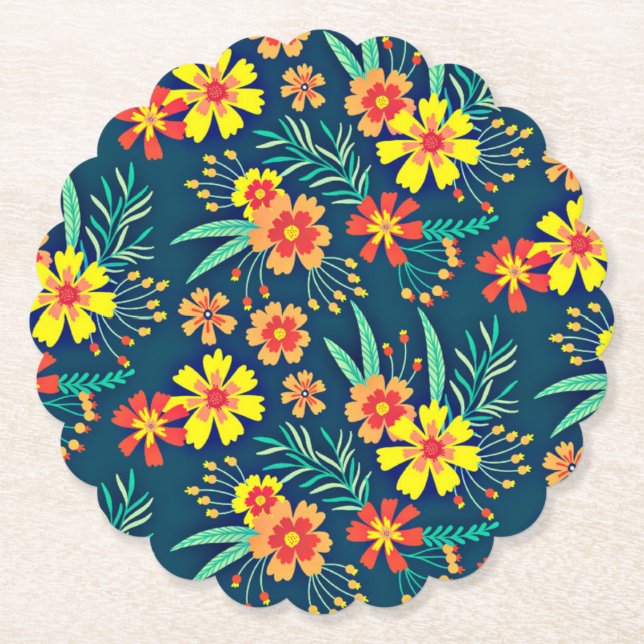 Seamless Tropical Floral Pattern-46566 Paper Coaster (Front)