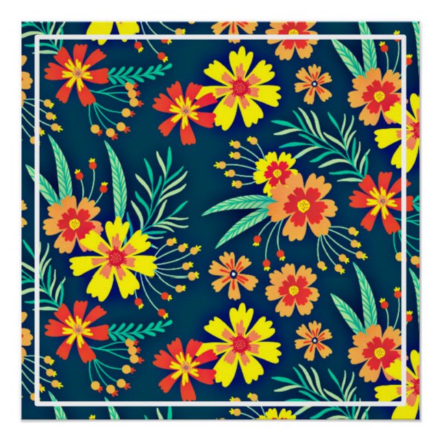 Seamless Tropical Floral Pattern-46566 Poster (Front)