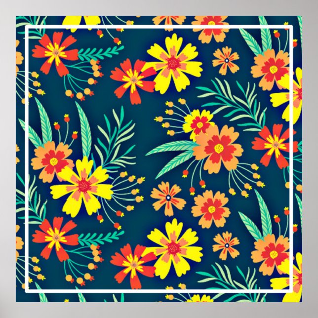Seamless Tropical Floral Pattern-46566 Poster (Front)