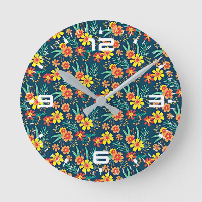 Seamless Tropical Floral Pattern-46566 Round Clock (Front)