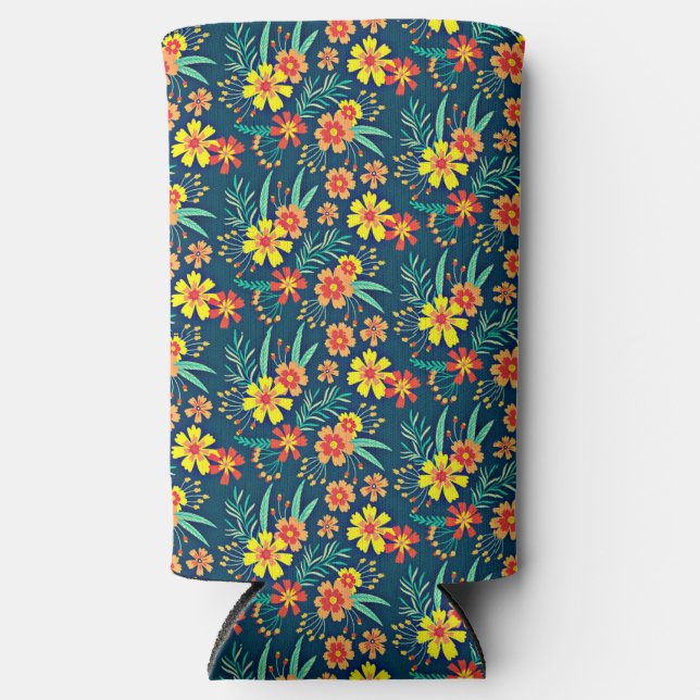 Seamless Tropical Floral Pattern-46566 Seltzer Can Cooler (Front)