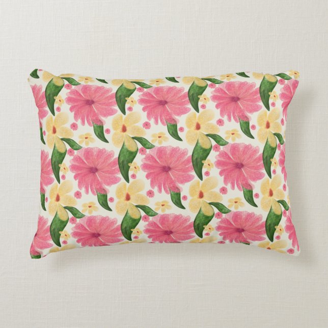 Seamless tropical floral pattern  accent pillow (Front)