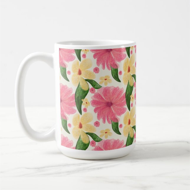 Seamless tropical floral pattern  coffee mug (Left)