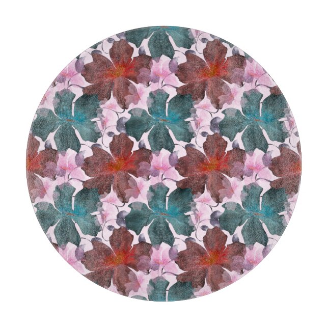 Seamless tropical floral pattern  cutting board (Front)