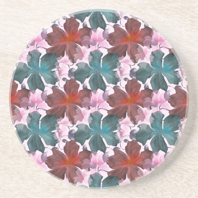 Seamless tropical floral pattern  cutting board coaster (Front)