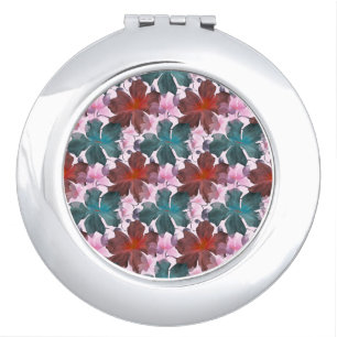 Seamless tropical floral pattern cutting board compact mirror